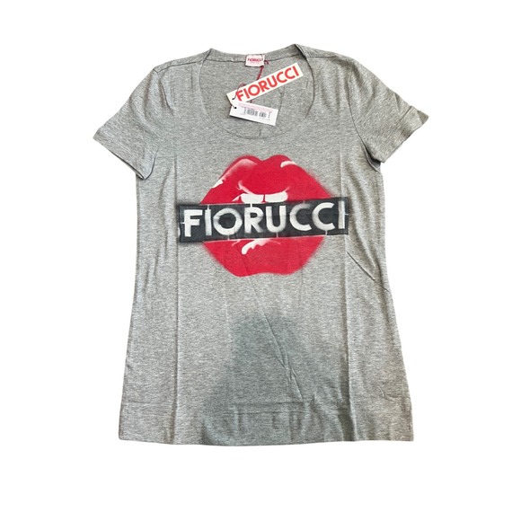 NWT Fiorucci Gray Cap Sleeve Tee RARE - Picture 1 of 5